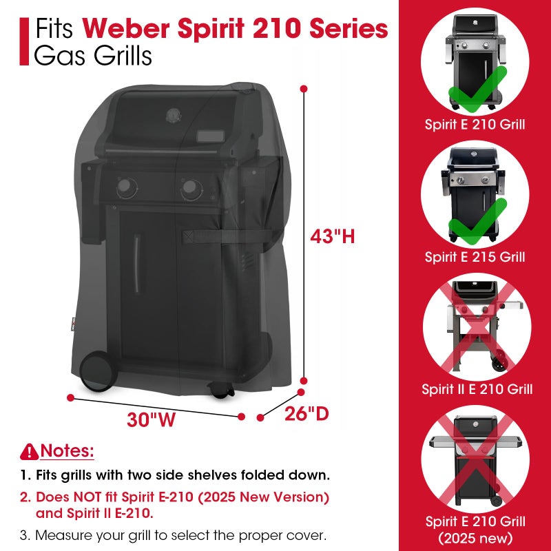 Unicook 30 Inch Grill Cover, Heavy Duty Waterproof 2 Burner Small BBQ Cover, Compatible with Weber Spirit 210 with Side Tables Down, Does NOT Fit Spirit II E-210 (Include 2025 Version) with Table Up - Image 2